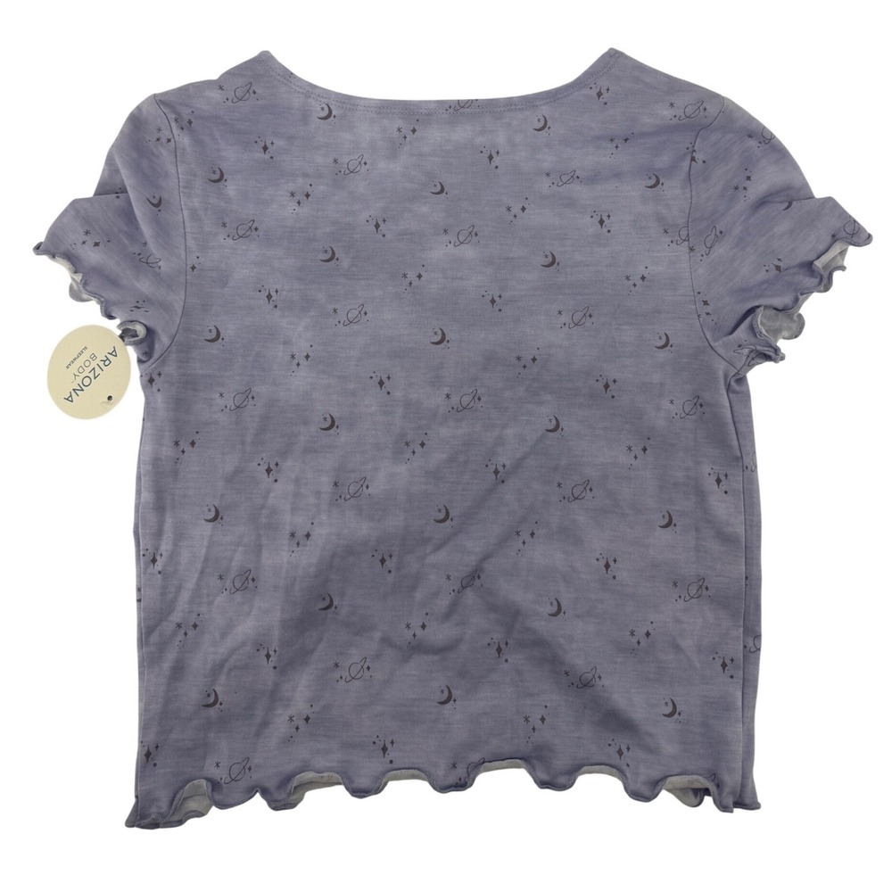 Arizona Body Sleepwear Star Gaze Purple Celestial Moon Star‎ Pajama Top XS NEW - Picture 2 of 4
